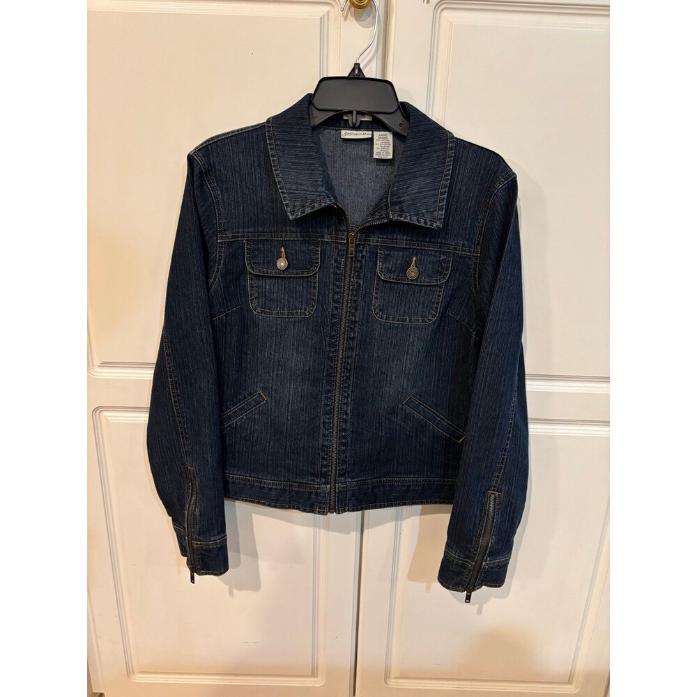 St. John's Bay women’s dark wash stretch denim jacket size L